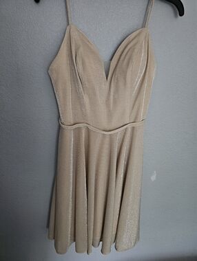 Sleeveless Shimmery Champagne A-Line Dress